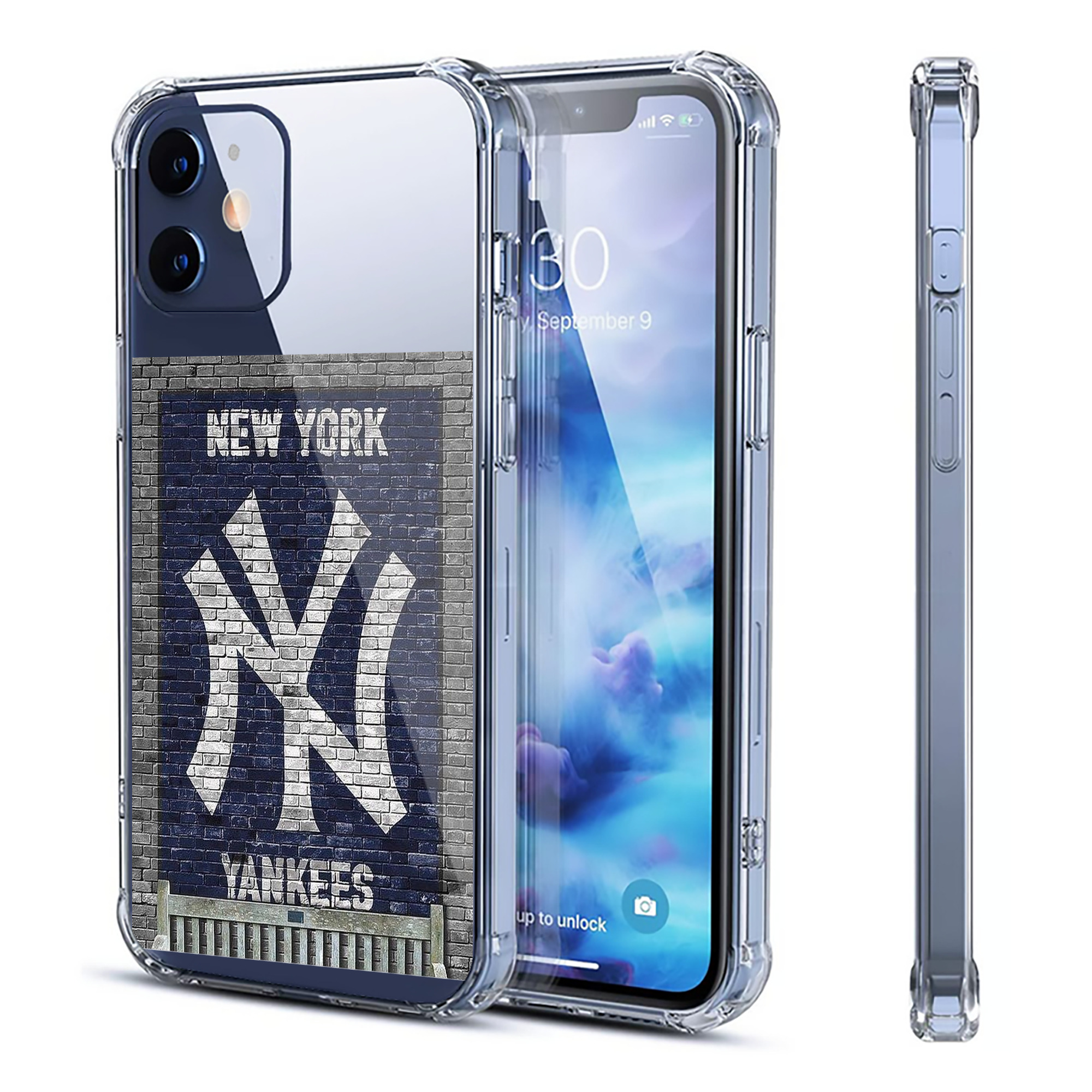New York Yankees Wall Background Clear IPhone 12 Case – Soft TPU With UV Print – Enhanced Drop Protection, Precise Fit, Anti-Fingerprint, Customizable Design, Scratch-Resistant, Yellow-Resistant